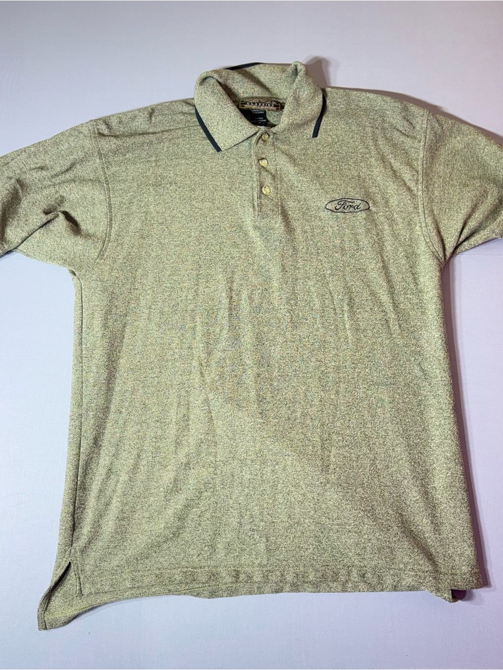 Classic Ford Men's Polo in Light Olive with Dark Trim